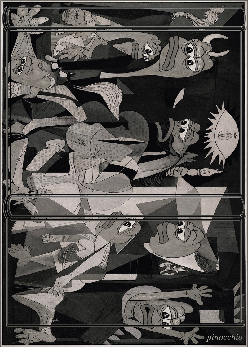 GUERNICAPEPE card — Guernica-inspired grey pepe specimen by pinocchio