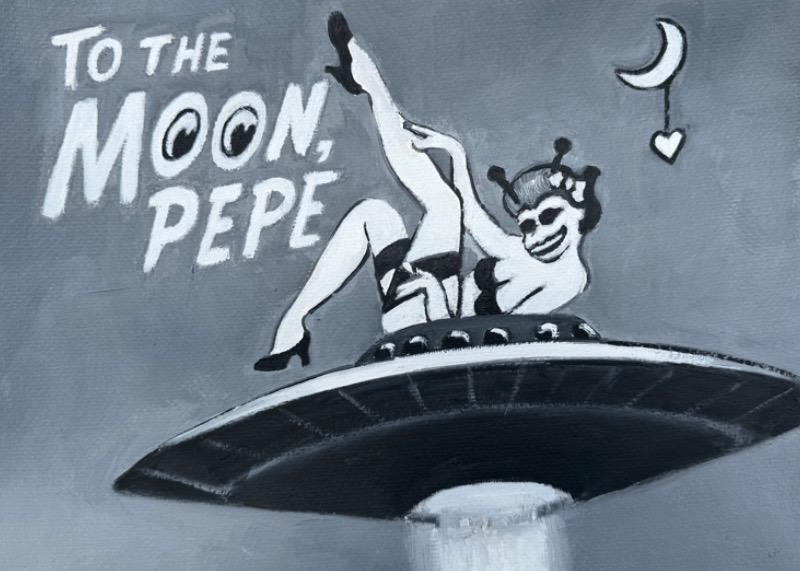 FLYMETODMOON — To the Moon, Pepe specimen by Amy Digi