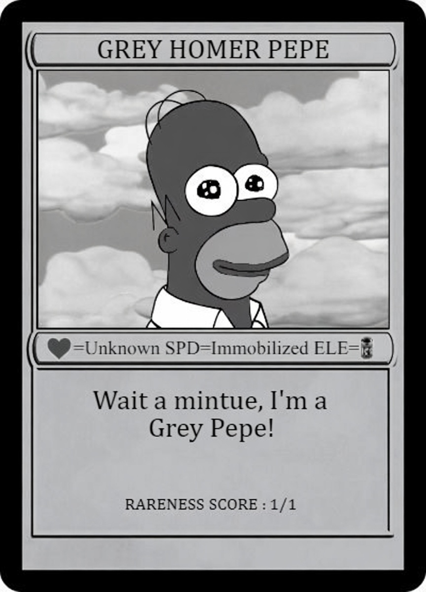 GREYHOMER card — Homer Simpson Grey Pepe specimen