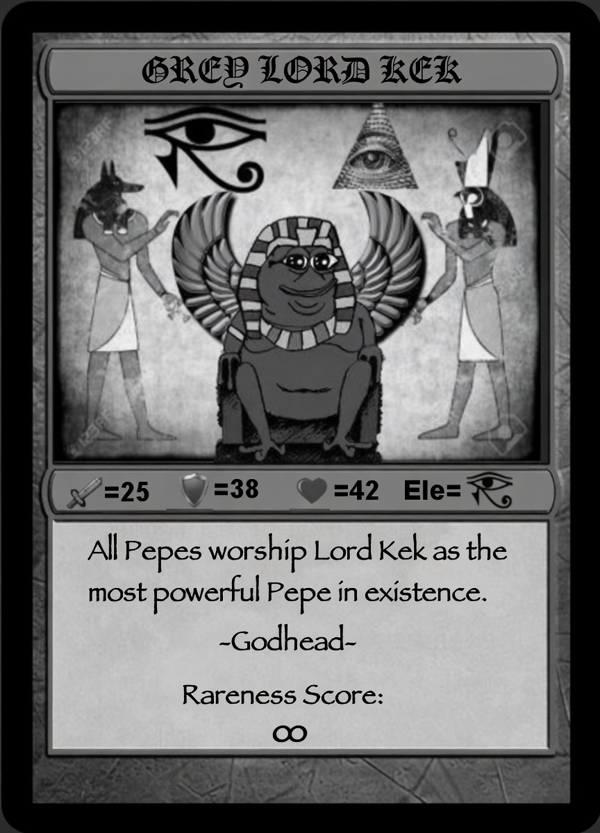 GREYLORDKEK card — Egyptian throne Lord Kek specimen